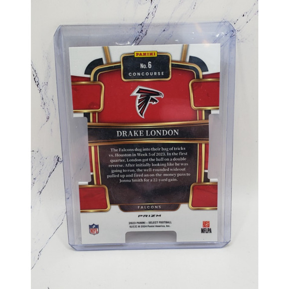 2023 Panini Select Drake London #6 Red & Yellow Prizm Die-Cut - Picture 2 of 4